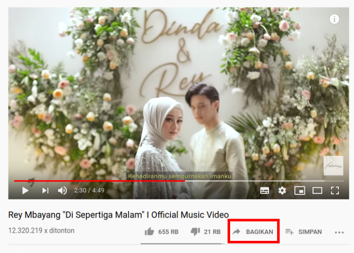 Tombol Bagikan YouTube